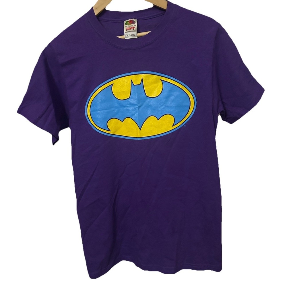 Batman 1990s Logo T Shirt Men's Small Purple Graphic Short Sleeve Casual 514